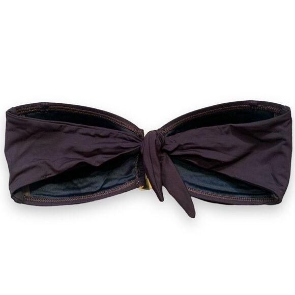 Vintage LaBlanca Bandeau Bikini Swim Top Brown Jewel Detail Summer Essential - Picture 4 of 12